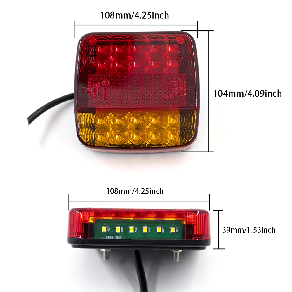 1Set 7 Pin Rear Towing Tail Light 12V 24V 10m 26 LED Trailer Universal Brake Stop Lamp License Number Plate Reflector Waterproof