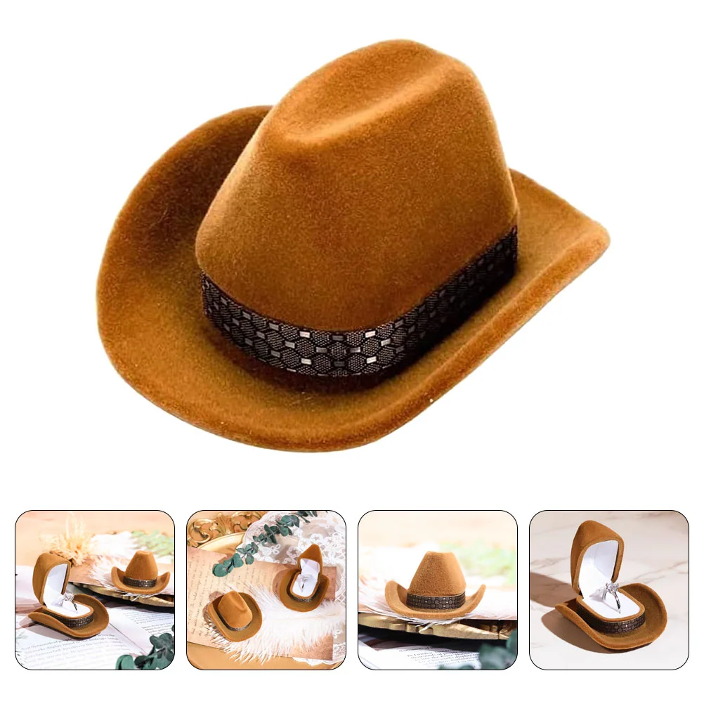 Wedding Decorations for Ceremony Cowboy Hat Ring Box Dangle Earrings Decorative Boxes Decorate Travel