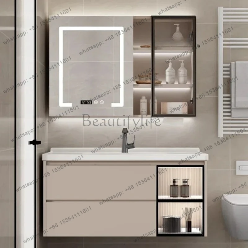 

z.Funky Modern Bathroom Cabinet Nordic Waterproof Shelf Drawers Bathroom Vanity Toilet Mirror Skincare Schrank Salon Furniture