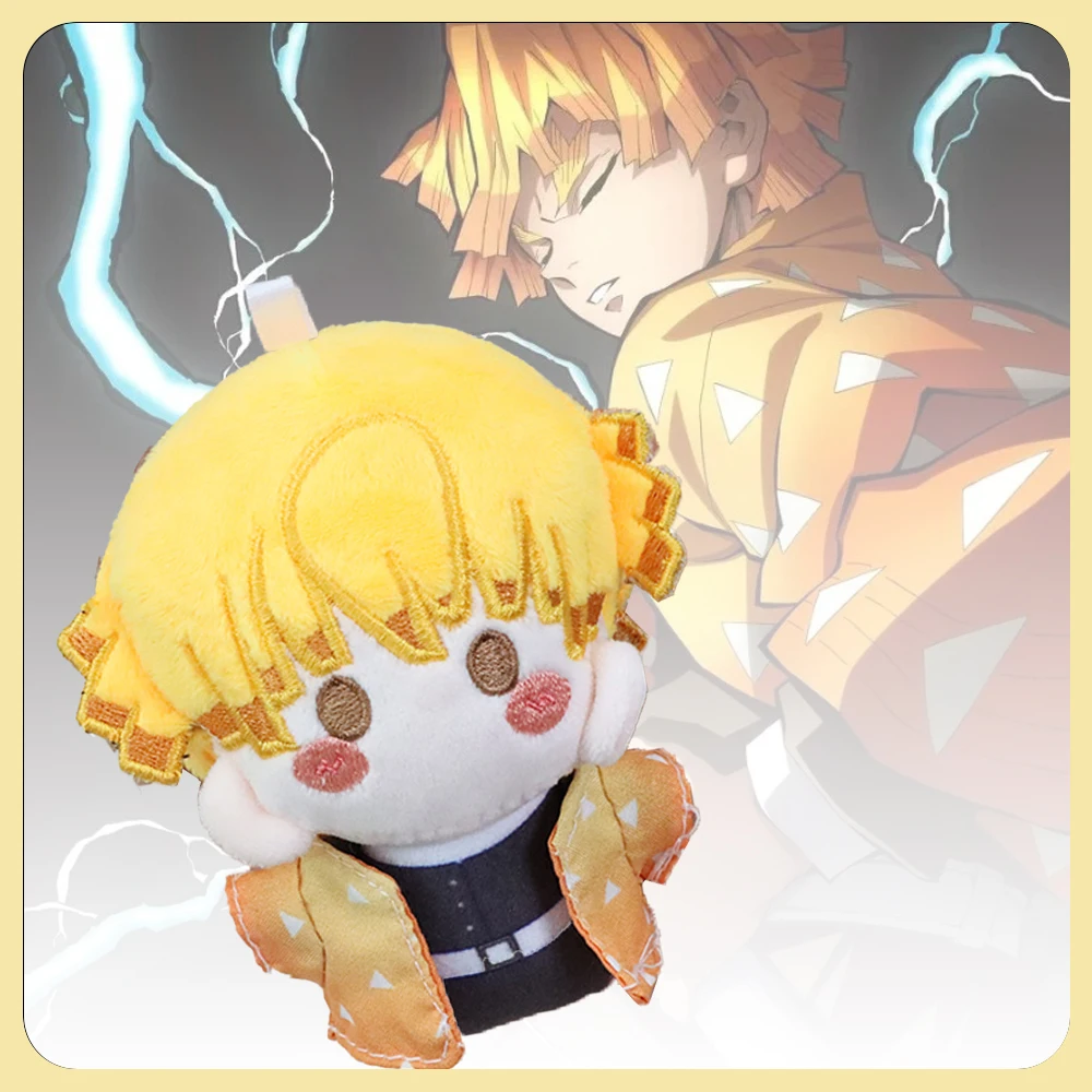

10cm Demon Slayer Agatsuma Zenitsu Plush Toys High Quality Figure Toys Cute Game Anime Cosplay Toy Body Squeaking Plush Pendant