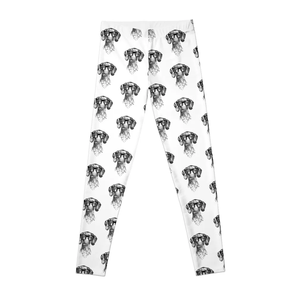 

Hipster German Shorthaired Pointer Dog Line Drawing Leggings Golf wear push up tights for flared gym clothing Womens Leggings