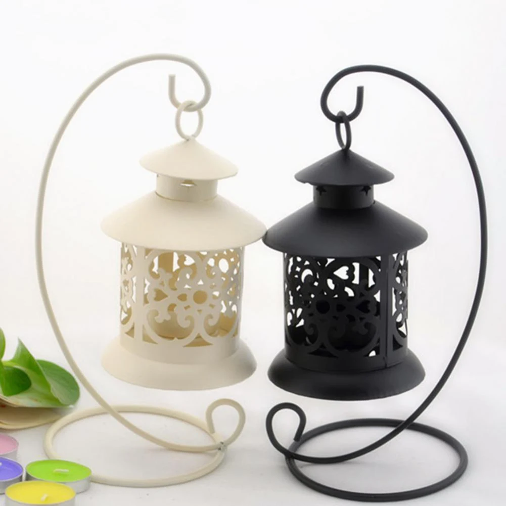 Hängende Kerzenhalter Schmiedeeisen Kunst Kerze Tee licht halter Vintage aushöhlen Laterne Tischplatte Hochzeit Home Dekoration