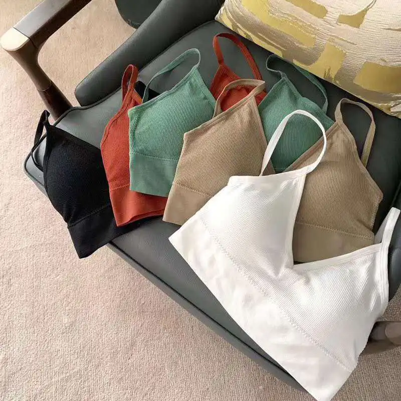 Sexy bezešvé podprsenky pro ženy s vycpaným spodním prádlem, bezešvé, s odhaleným zadkem, top s tílkem, bavlněná bezdrátová fitness podprsenka - náhled 6