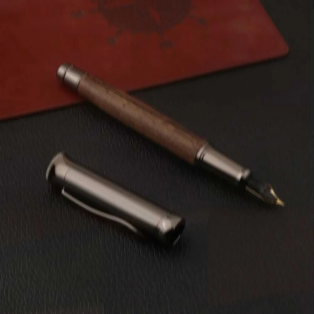 Wood Gun Grey Fountain Pen 1 Pc Tiger Skin Pattern Hotel Guest Check In Signature Pen
