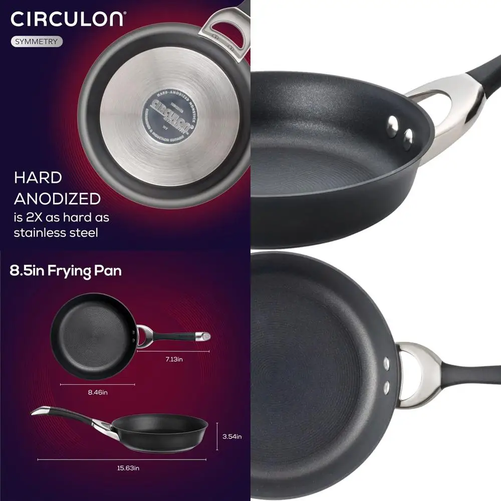 

Durable Nonstick Frying Pan, 8.5-Inch, Black, with Hard-Anodized Symmetry Design