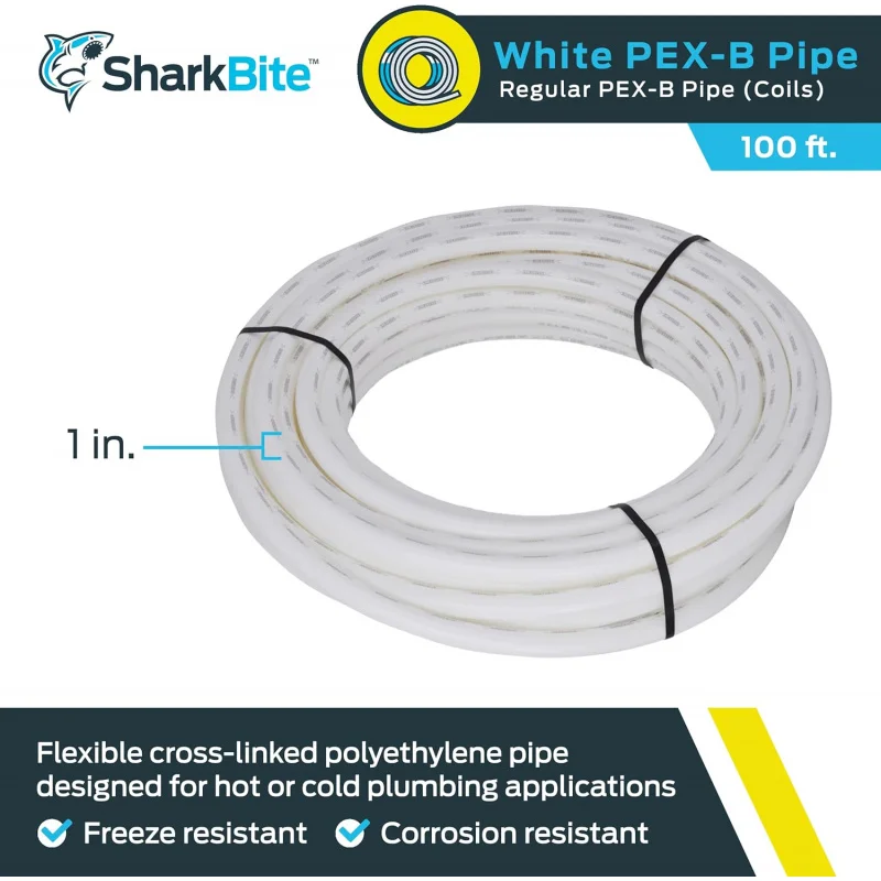 1 Inch x 100 Feet White PEX-B, PEX Pipe Flexible Tubing for Plumbing, U880W100