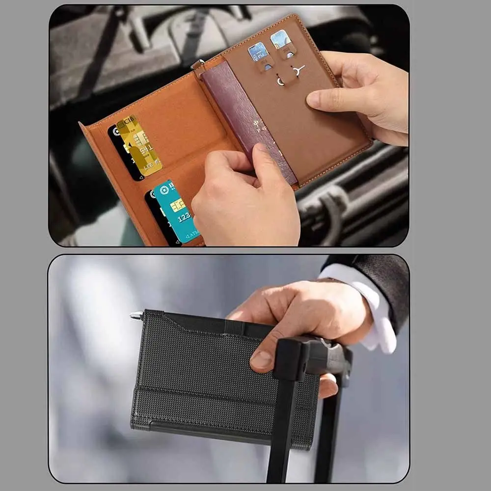 

Solid Color Passport Holder RFID Blocking Clip Design Passport Cover Leather Ticket Slot Credit Holder Card Bag Protector