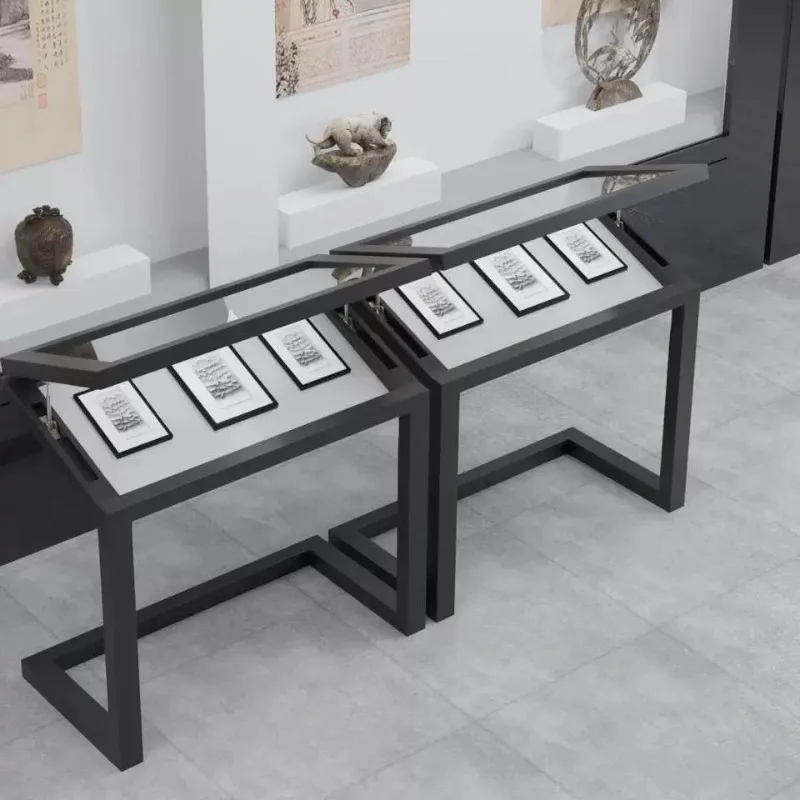 Museum glass display rack Exhibition Hydraulic Documentation Award-winning display cabinet