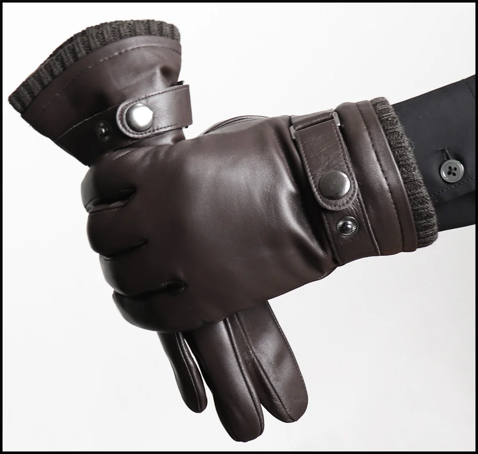 High-end leather gloves men's and women's winter warm thick and thin plush touch screen sheepskin gloves couple's new style ﻿