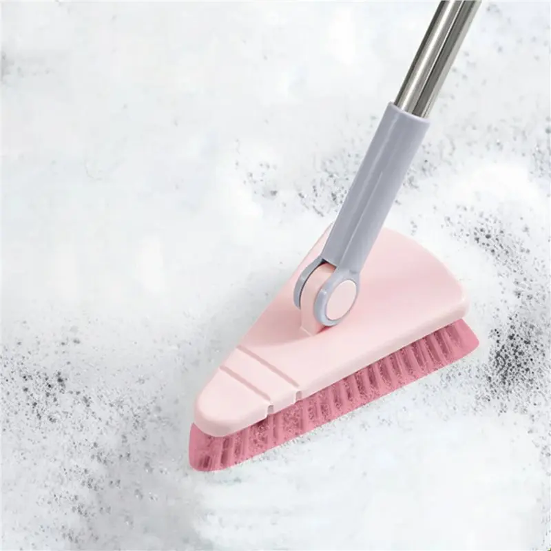 BTCL 4X A Long Handled Hard Bristled Triangular Floor Brush, Bathroom Tile Gap Cleaning Brush