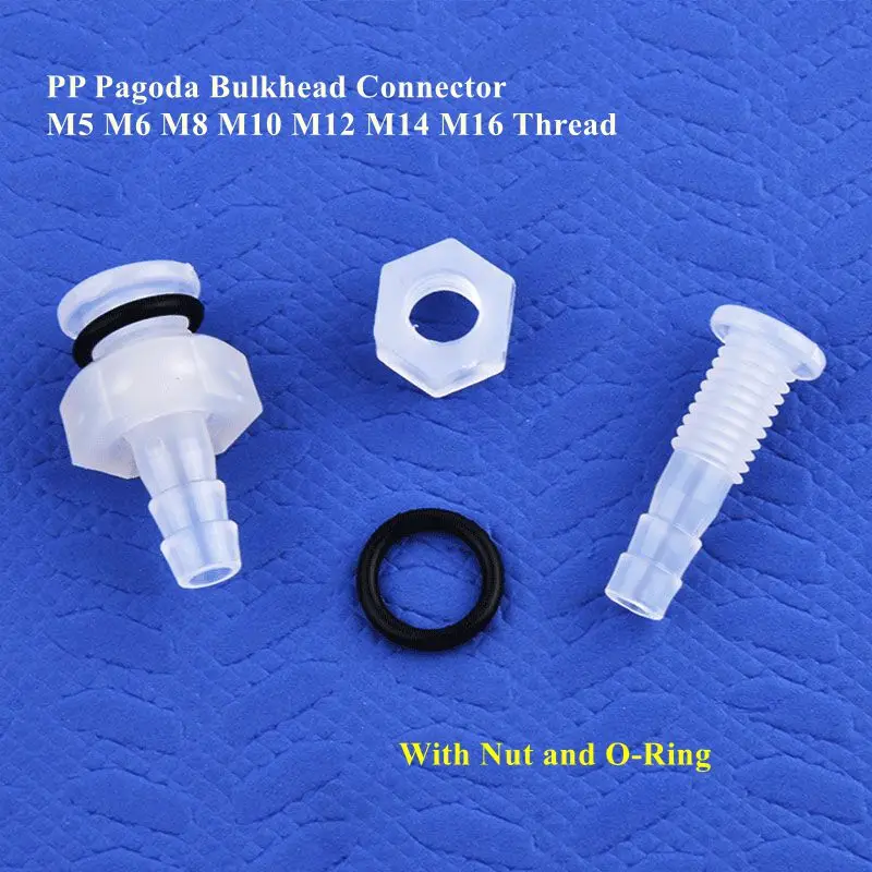 

PP Straight Bulkhead Connector M5~M16 Thread To 3~12mm Aquarium Water Tank Inlet Outlet Joint Garden Irrigation Hose Connectors