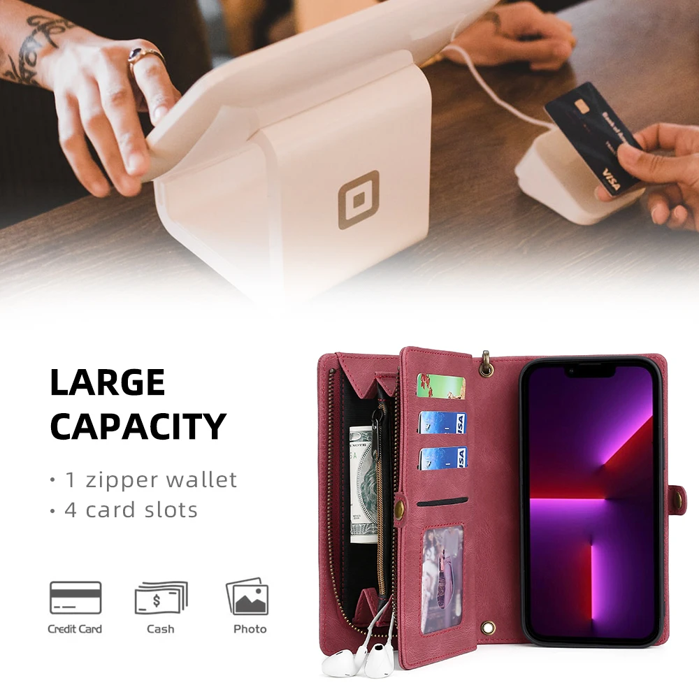 Luxury Wallet Shoulder Bag Phone Case For iPhone 6 6s 7 8 Plus X Xs Xr XsMax SE2020 11 12 13 14 15 Mini Pro ProMax bumper Case