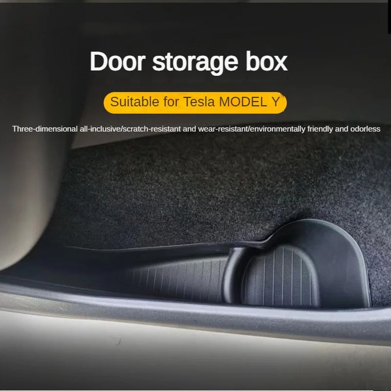 Per Tesla Model Y 2024 Car Door Side Storage Box porta bracciolo scatola di immagazzinaggio TPE anteriore porta posteriore bracciolo Organizer