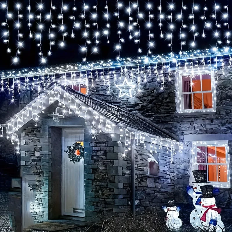 

Solar Icicle Light Outdoor LED Christmas Fairy String Lights for Roof Window Tree Garden Patio Deck Holiday Party Decorations
