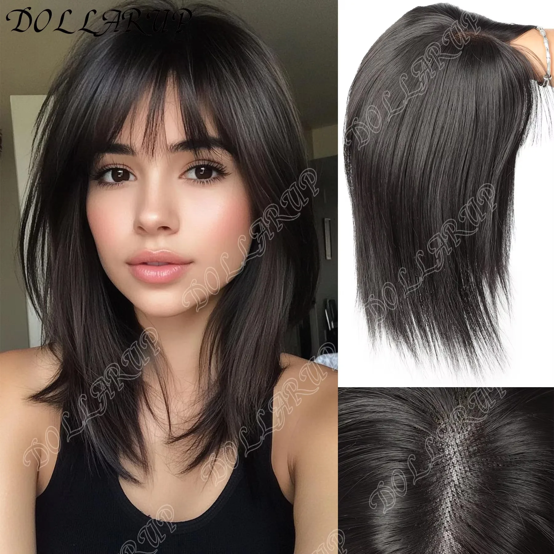 JKL الشعر توبر 4 بوصة القبعات العالية للنساء مع مشبك شعر ترقق في قطع الشعر لتساقط الشعر الاصطناعية القبعات العالية مع حظر #1