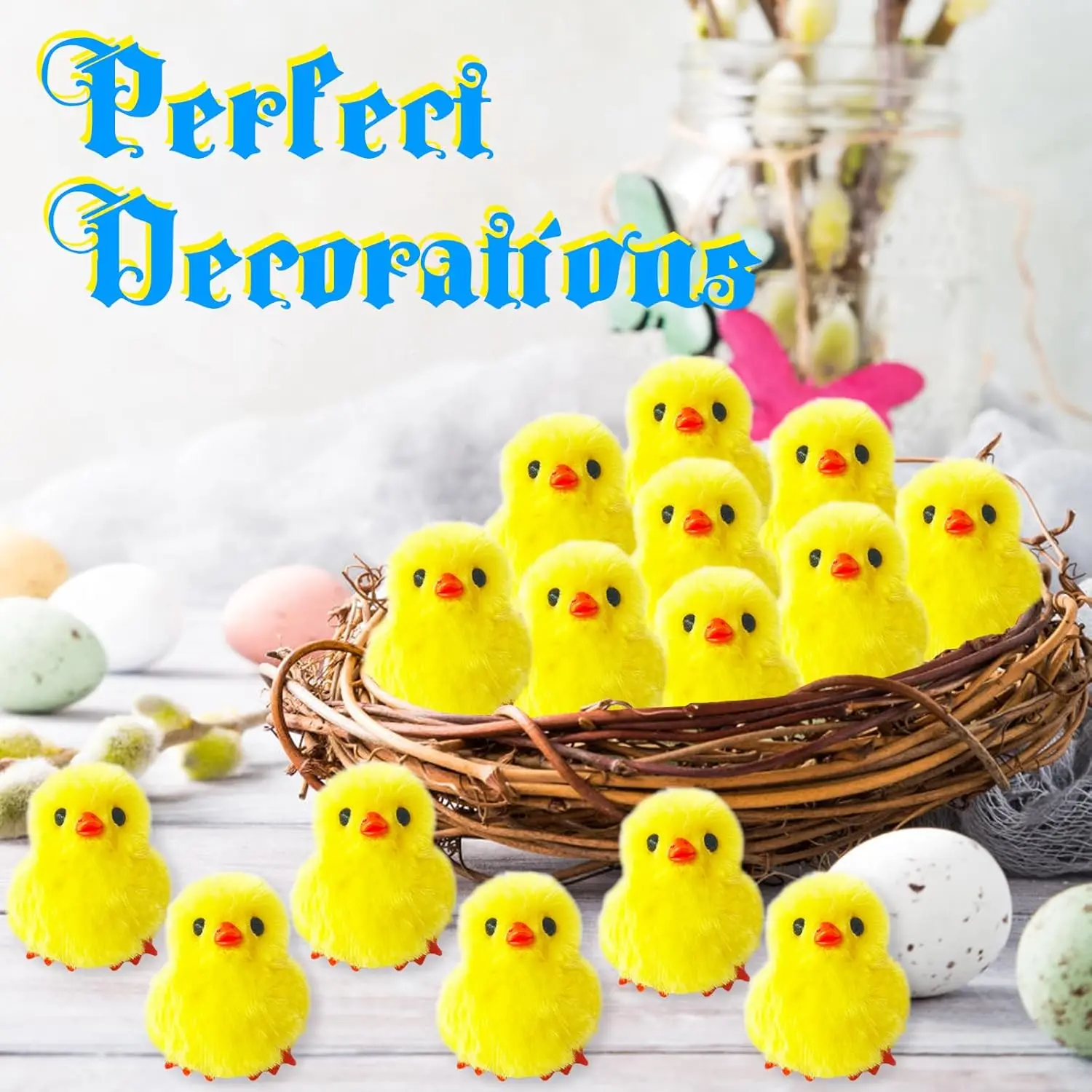 Baby Chicken Set Easter Decoration 2025 New Arrive Farm Animal Decorations Easter Mini Chenille Chicks Party Decorations