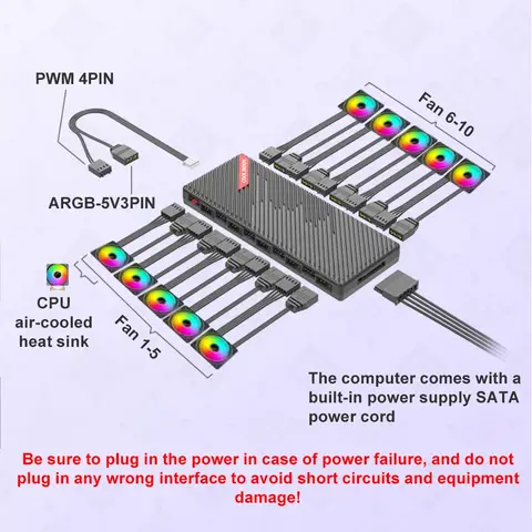 COOLMOON Den nya PWM-hubben 5V3PIN AURASYNC levereras med magnetisk sugfunktion och stöder 10 temperaturkänsliga RGB-fläktar 8 best sales sval måne - №2