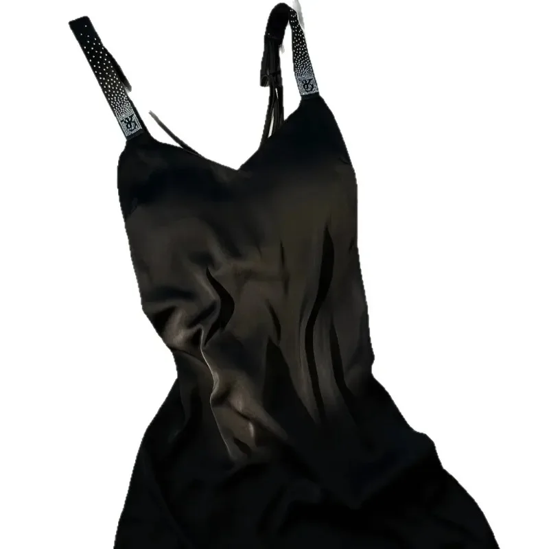 

Sexy New Ice Silk V-neck Strap Women's Nightgown Pure Desire Sensual Home Clothes High-grade Sensation Sleep Dress