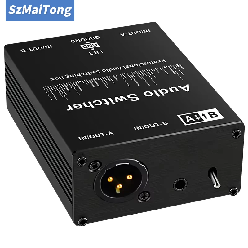2 Way Audio Switcher XLR/6.35/3.5mm Balanced Passive Selector Stereo 2 In 1 Out Or 1 In 2 OutSplitter Box