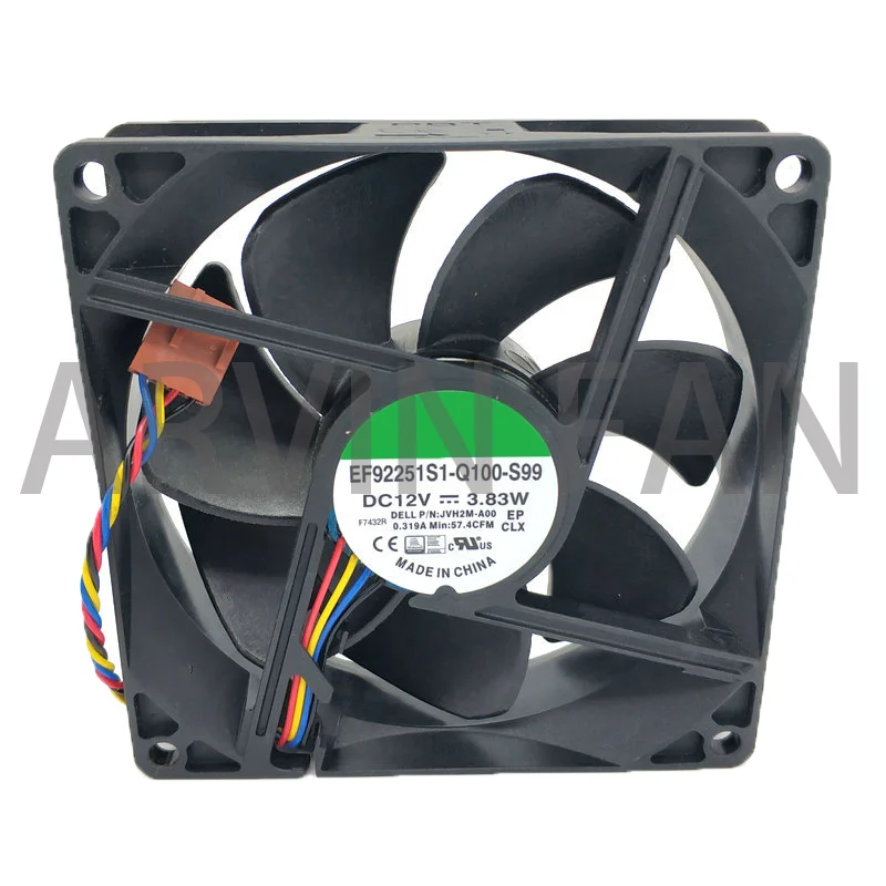 Original 92mm PWM CPU Fans EF92251S1-Q100-S99 9225 12v 3.83w EF92251S1-Q000-S9A 90x25mm 90mm CPU HeatSinks Cooler COOLING Fan