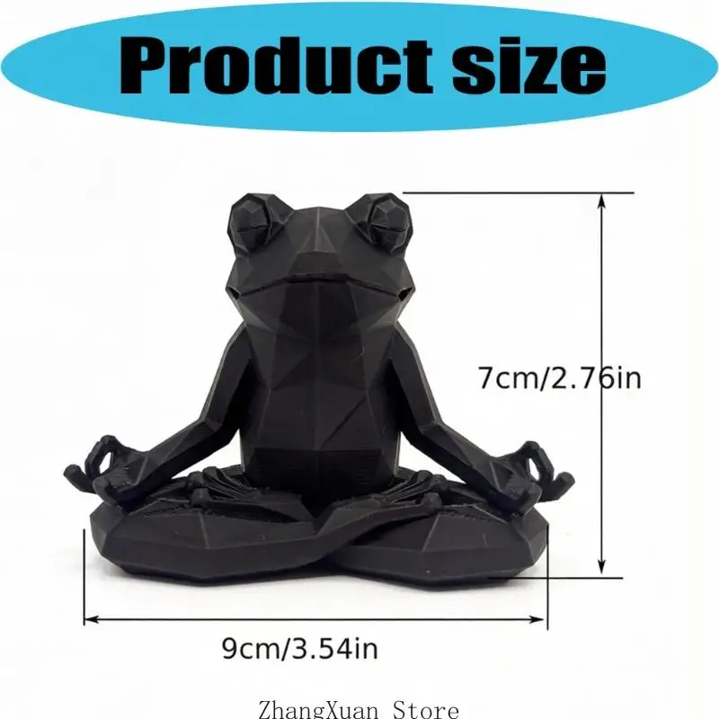 Kleine Frösche Yoga-Statue, geometrische Form, Kunstharz, für Meditationen, Dekorationen für Nachttische oder Arbeitsbereiche – Detail 6