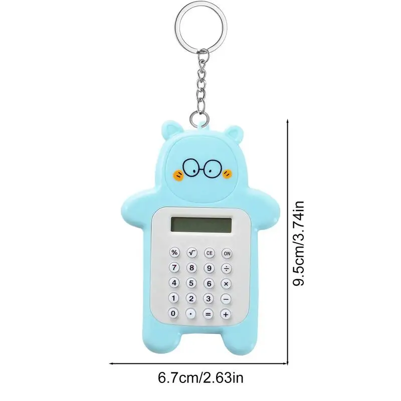 Mini Calculator Calculator Keychain Cartoon Cute Bear Ultra-thin Button Calculator Creative Keychain Decoration School Supplies