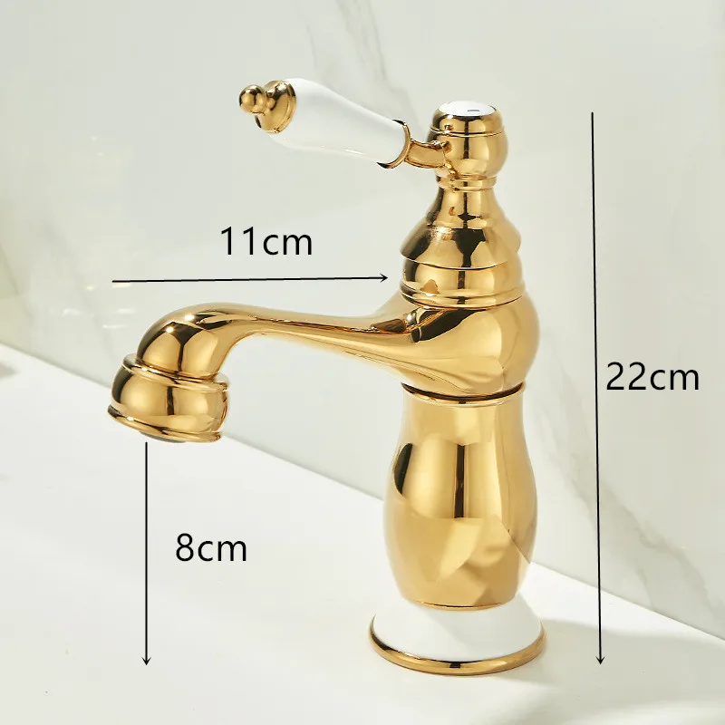 Imagem -06 - Antique Single Handle Basin Faucet Gold Torneiras Pia do Banheiro Torneira Misturadora Quente e Frio Guindaste