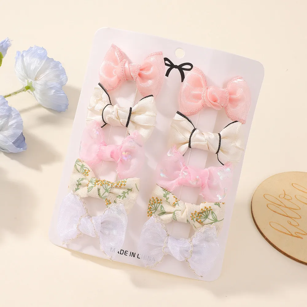 

10 шт./компл., милые детские заколки для волос с бантиками для девочек, заколка-бутик, тканевые детские головные уборы с полным покрытием, детские аксессуары для волос
