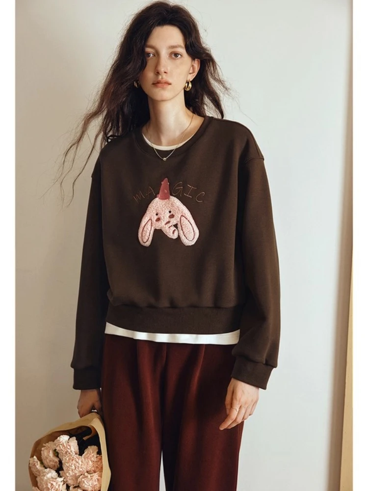 

OLrain Woman Sweatshirts 2025 Autumn Casual O-neck Long-sleeve Pullover Sweater Loose Fashion Knit Women's Clothing O57QR000365