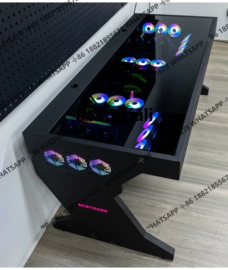 *Computer case integrated table, two hosts can be installed for two people, cool   e-sports table