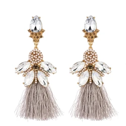 Bohemian Bee Design Long Thread Tassel Drop Earrings for Women Girls Fashion Deliate Bead Handmade Earring Holiday Jewelry Gift