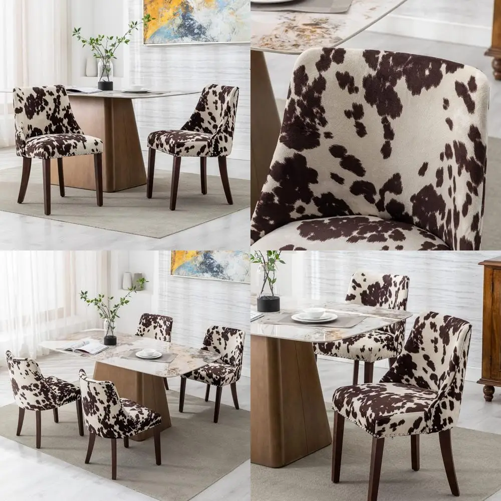 زوج من الكراسي المنجدة المخملية الحديثة في منتصف القرن مع زخرفة رأس الأظافر ووسائد من الكتان على أرجل خشبية #1