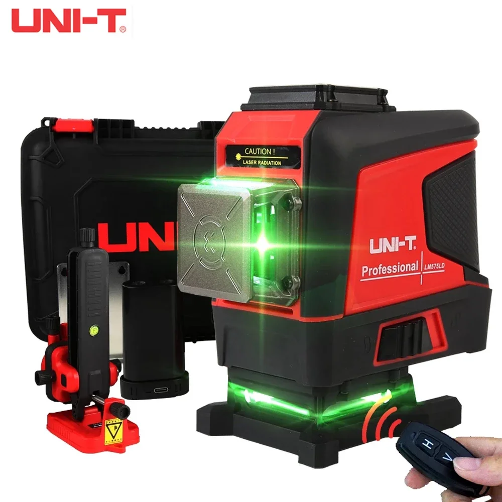 UNI-T LM576LD Laser Level 3D 12/16 Green Lines 360 Horizontal Automatic Vertical Self-Leveling Cross Remote Professional Control