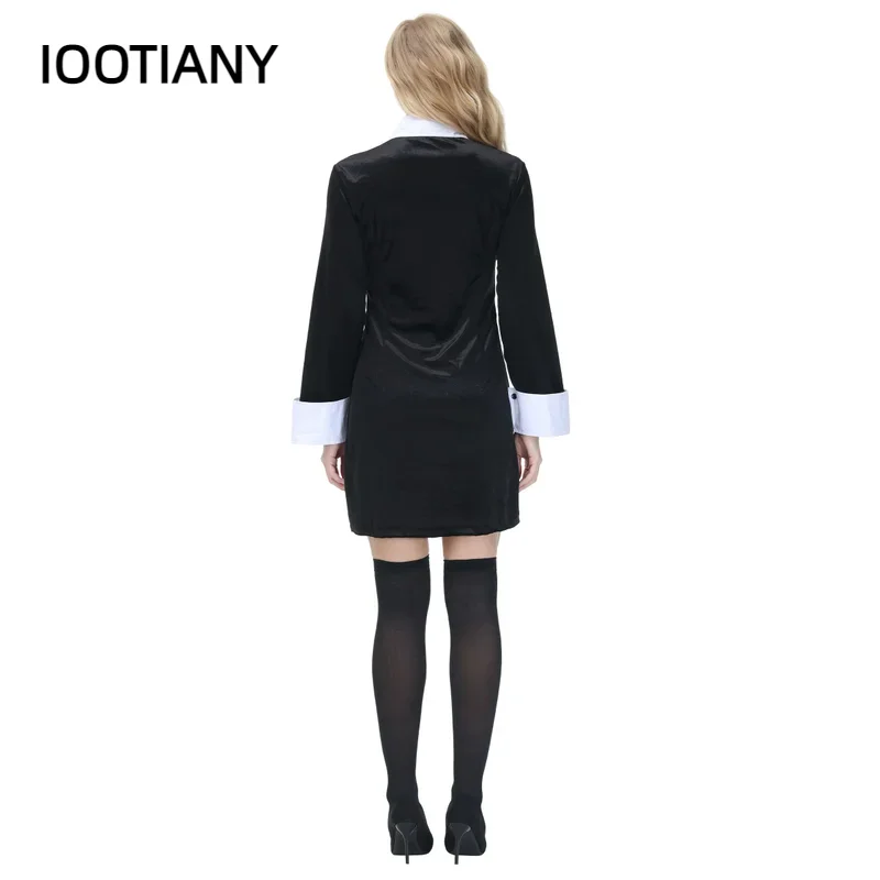 CosplayMujer Sexy monja gótico disfraz oscuro adulto carnaval Halloween iglesia vestido religioso Abbey Adams Cosplay vestido de lujo parte