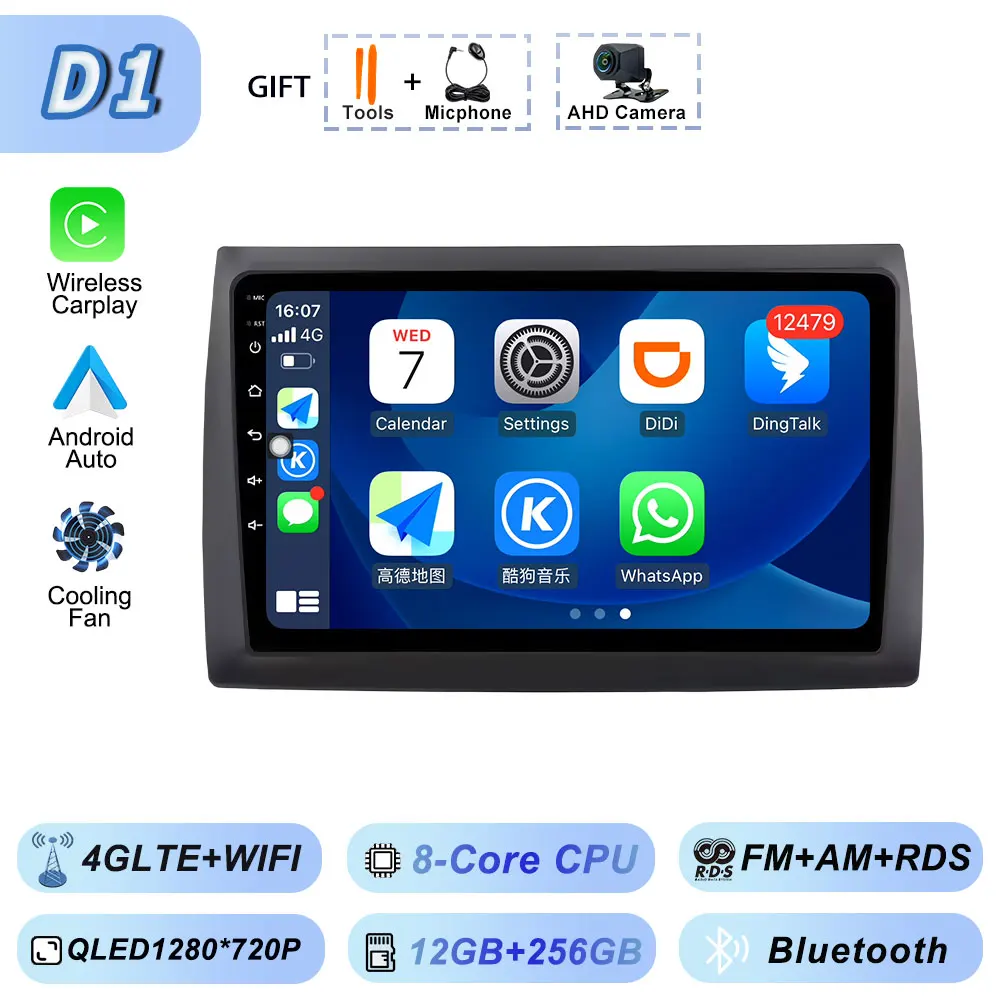 Draadloze Carplay Auto Android voor Fiat Stilo 2002-2010 Autoradio GPS Stereo Multimedia WiFi Viedo Speler Autoradio Navigatie