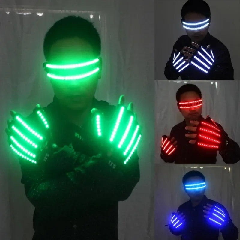 LED Glow Gloves Rave Light Flashing Finger Lighting Glow Mittens Magic Black Luminous Gloves Party Supplies Halloween