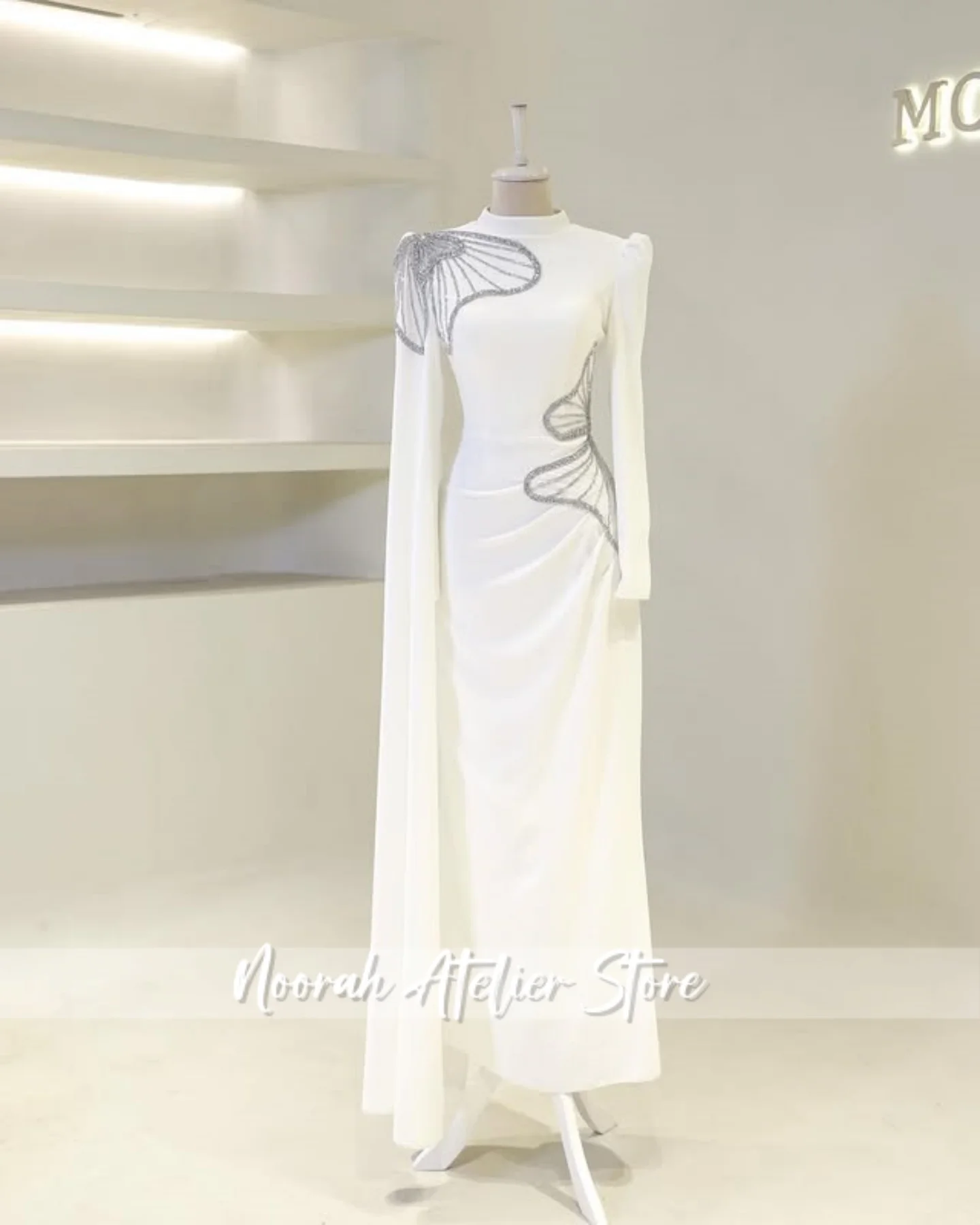 Rose nouvelles manches longues musulman luxueux robes de soirée islamiques 2025 femmes Peplum dubaï longue robe de soirée فساتmaverapersonnalisé