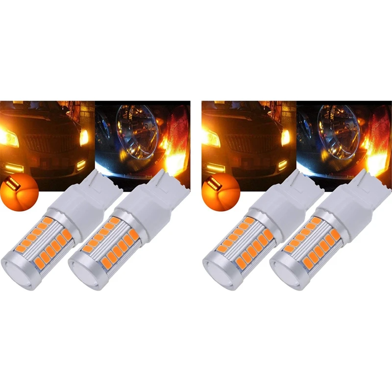 4X 7440, T20 Led Bulbs Amber Yellow 900 Lumens Super Bright Turn Signals Light Parking Light DC 12V 3.6W (Pack Of 2)