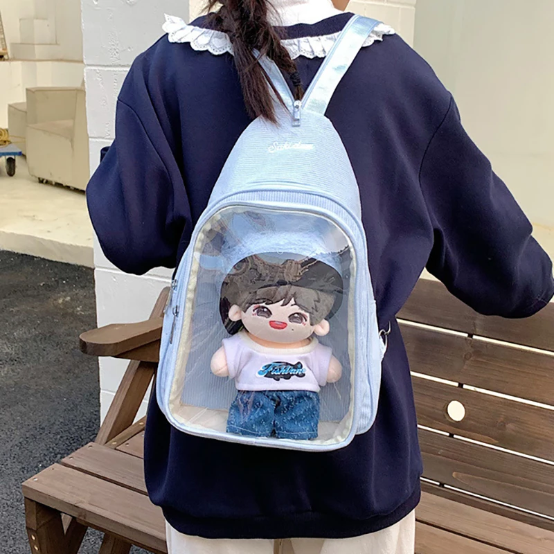 

Kawaii Women Chest Bag Corduroy DIY Anime Badge Display Ita Bags Harajuku Students Subculture Transparent Adjustable Backpacks