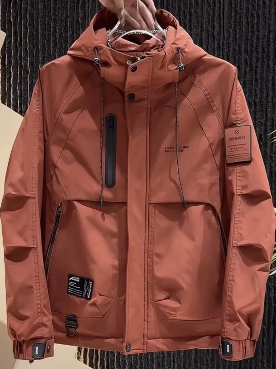 

Faionable Hooded Men's Workwear Jaet Outdoor Cold Resistance Design Sense Personali Top Casual Sle Zipper Closure Lon...