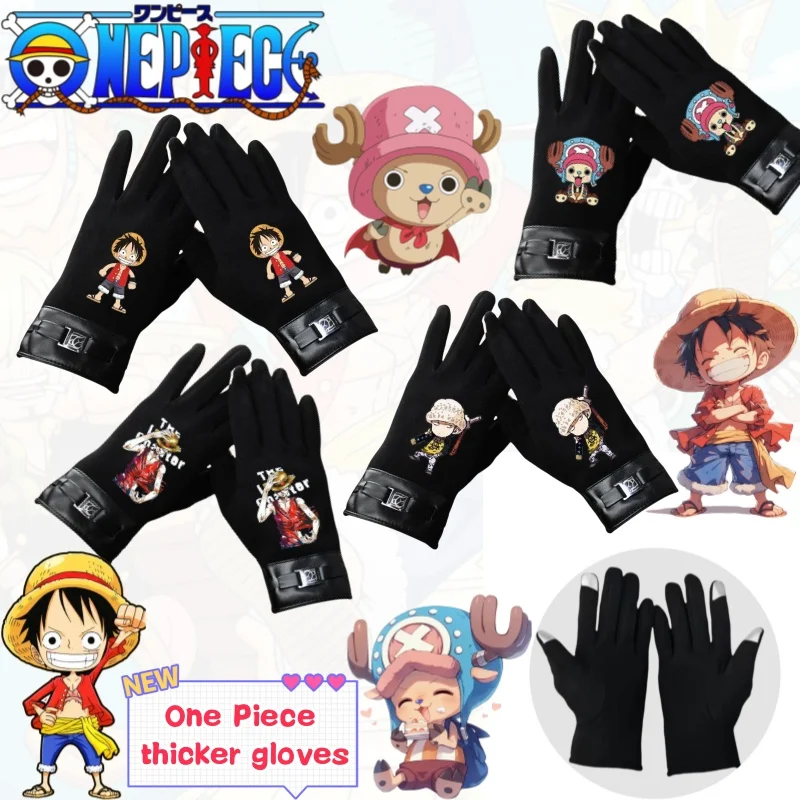 One Piece Luffy Chopper creativo personalizado DIY pareja fresca Otoño Invierno al aire libre casual cálido dedo completo guantes con pantalla táctil
