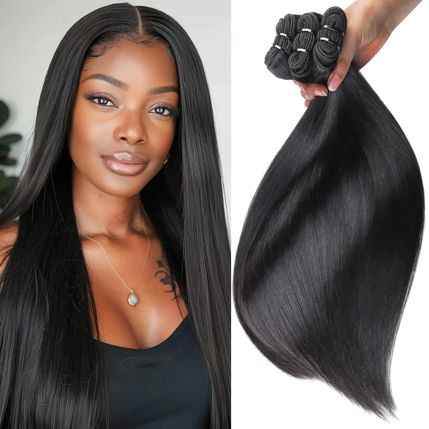 10A Straight Bundles Human Hair 16 18 20 Inch Brazilian 100% Unprocessed Virgin Weave 2/3/4 Natural Black Color