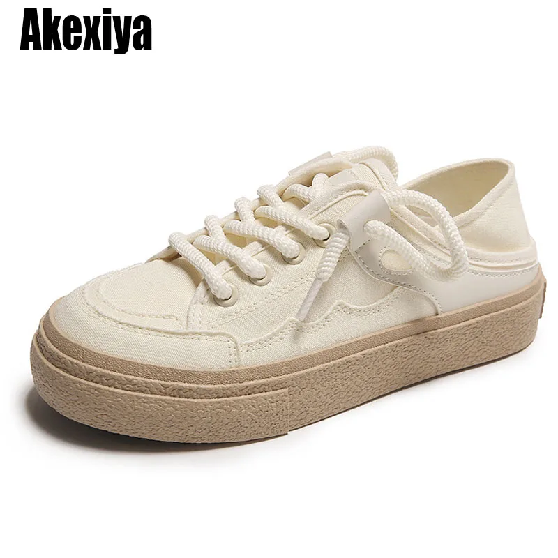 

2023 Chunky Sneakers Women Flat Platform Canvas Shoes Autumn Fashion Round toe Casual Shoes Ladies Sneakers