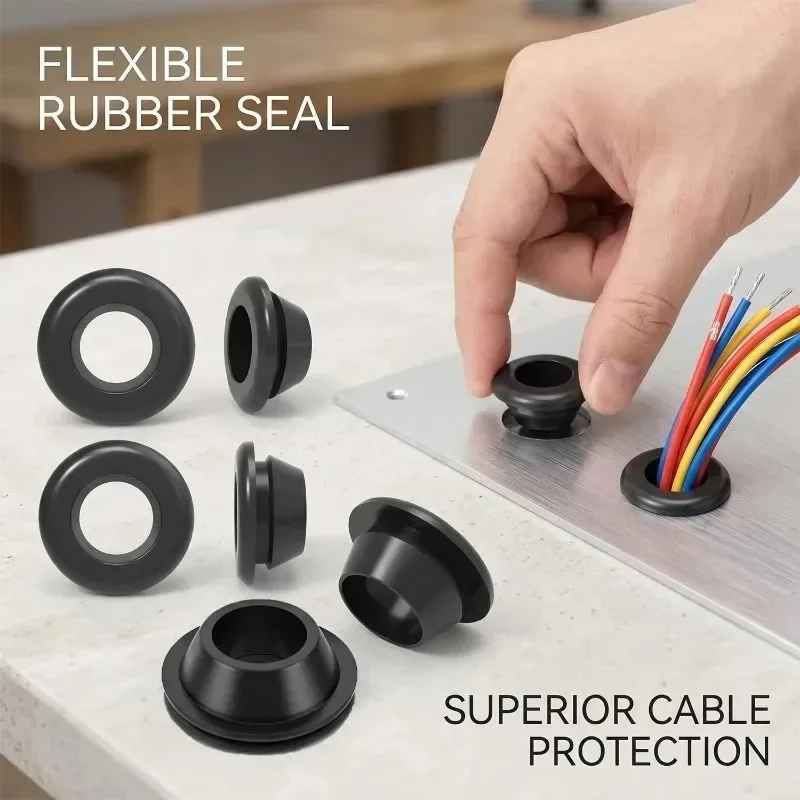 70/140/210PCS Rubber O-Ring Sealing Gasket Blanking Hole Grommet Assortment Set for Protects Wire Cable Household Hardware Tools