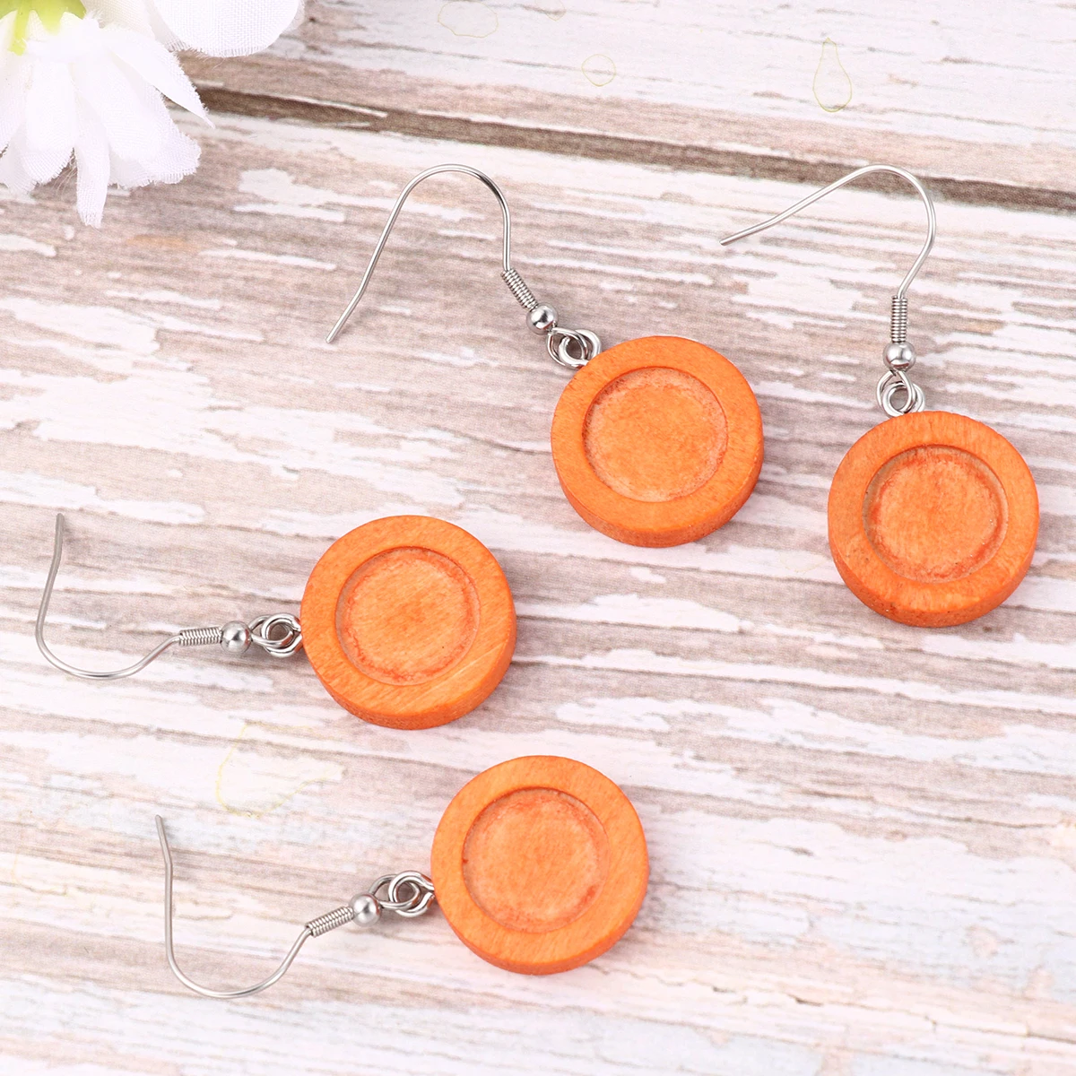 

30 Pcs Earrings Blanks Lightweight DIY Gemstone Earrings Hooks Jewelry Accessories Valentine Wooden Tray With Earring Hook Gifts