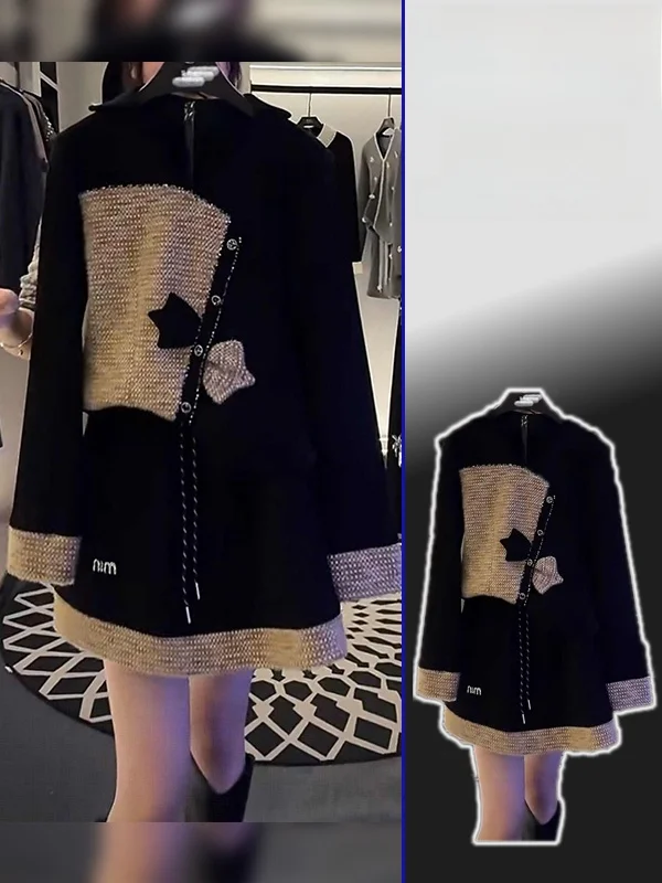 

plus Size Spring New Loose Sle Design Versatile Long Sve Women's Top High Waist Skirt Two Piece Set Casual Wear