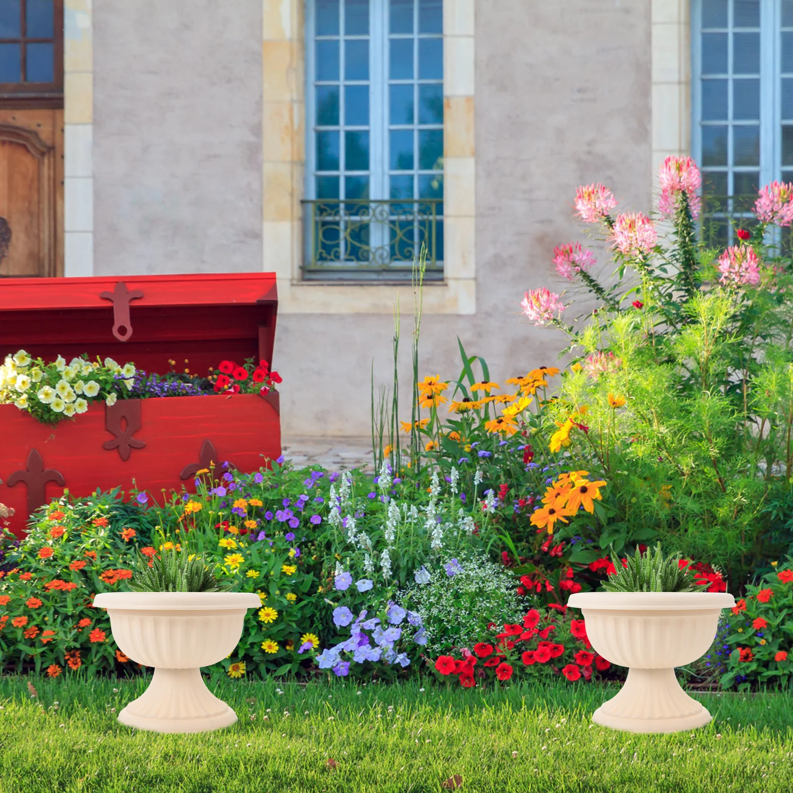 

1Pcs Resin Flower Pot European Style Roman Flowerpot Patio Garden Wedding Floral Decoration Roman Flower Pots Wedding Flowerpots