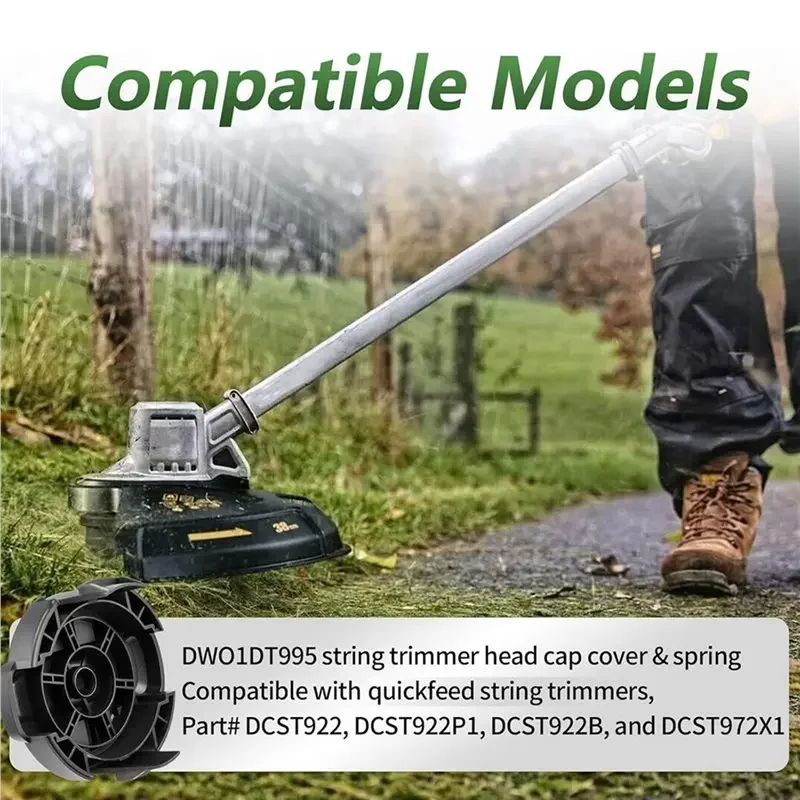 ABKS-2X DWO1DT995 Weed Trimmer Head Cap & Spring String Quickfeed Trimmer Head, Parts DCST922P1 DCST922B