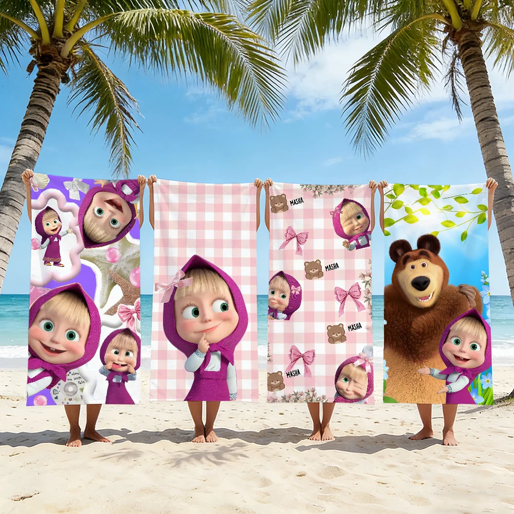Cartoon M-Masha-A and the B-Bear-R Towel For Swim Yoga Gym Quick Drying Soft and skin-friendly Beach Towels All-Season