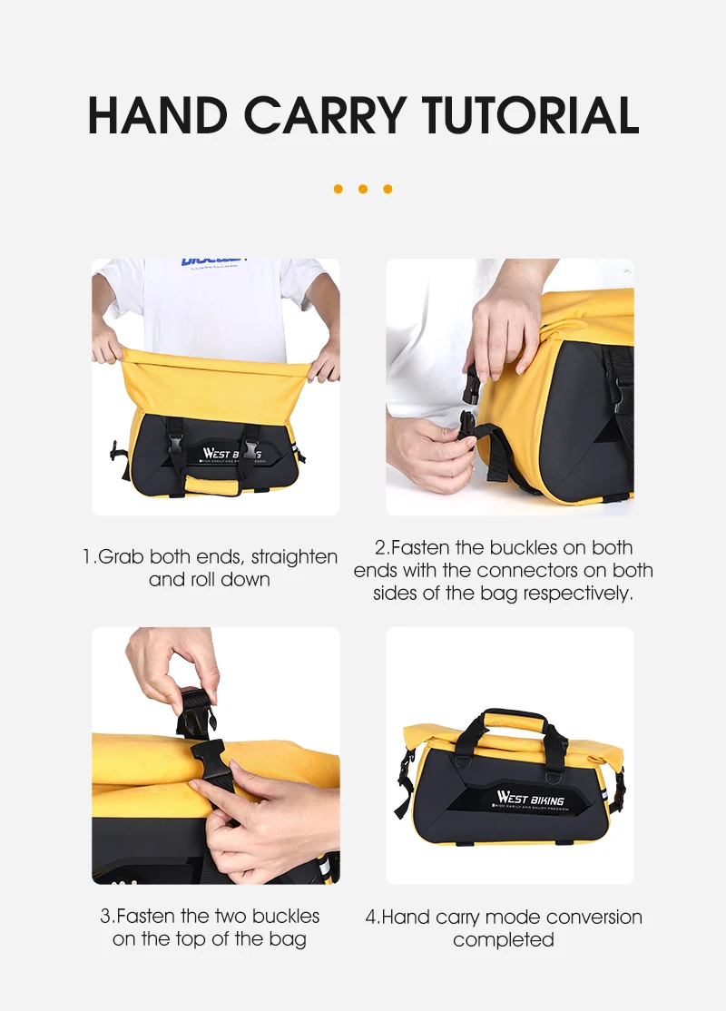 WEST BIKING Wasserdichte Erweiterbare Fahrradtasche Hartschalen-Gepäckträgertasche mit Schultergurt für MTB-Radfahren – Detail 16